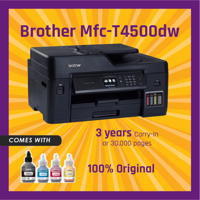 Brother Printer MfcT4500DW A3 Inkjet Mfc, Refill Ink Tank Wireless
