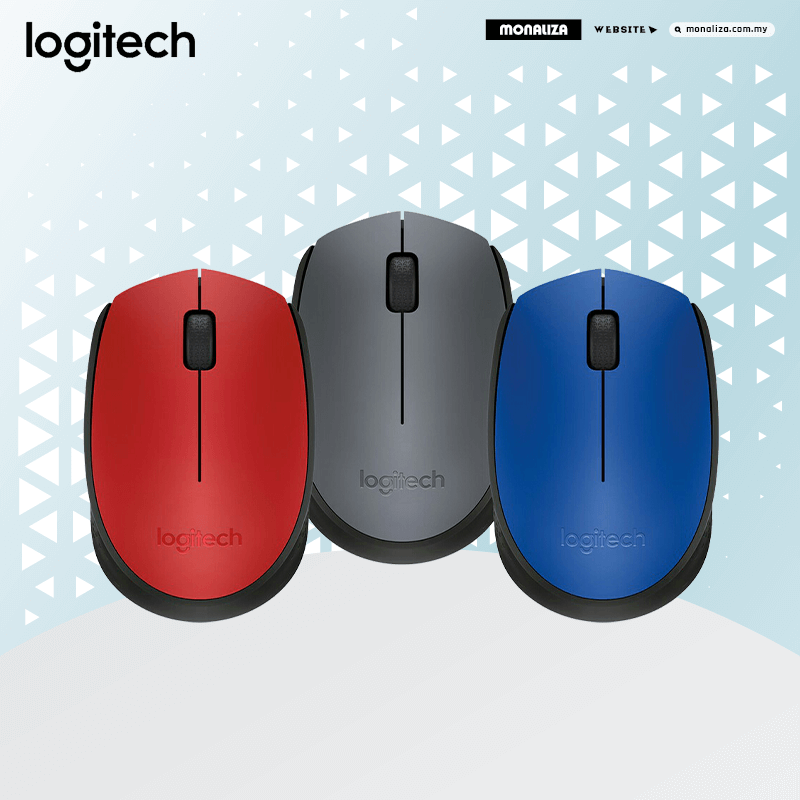 Logitech Mouse (Blue/Grey/Red) Monaliza Wireless - M171