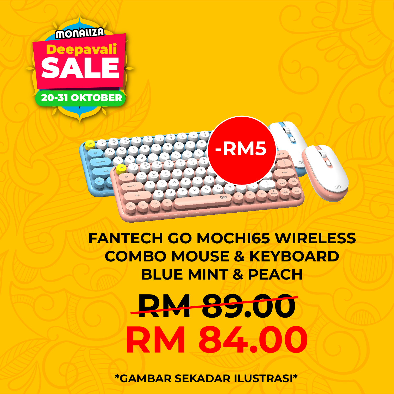Fantech WK898 Go Mochi Multi-Device Wirelless Combo Pink , Purple , Blue , Yellow