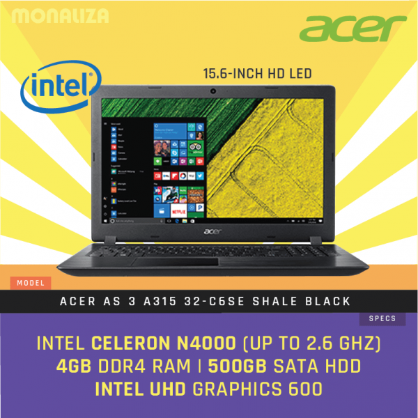 Acer Laptop As 3 A315 32-C6SE Shale Black