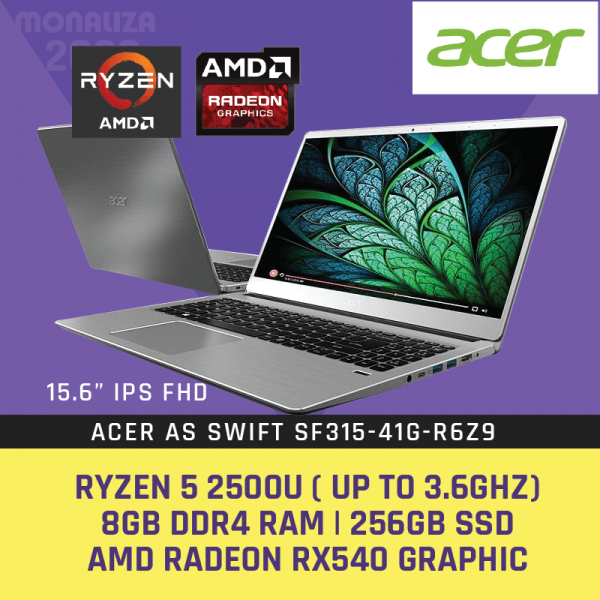 Acer Laptop As Swift SF315-41G-R6Z9 Steel Gray (AMD RYZEN 5 2500U quad-core processor/AMD Radeon RX540)