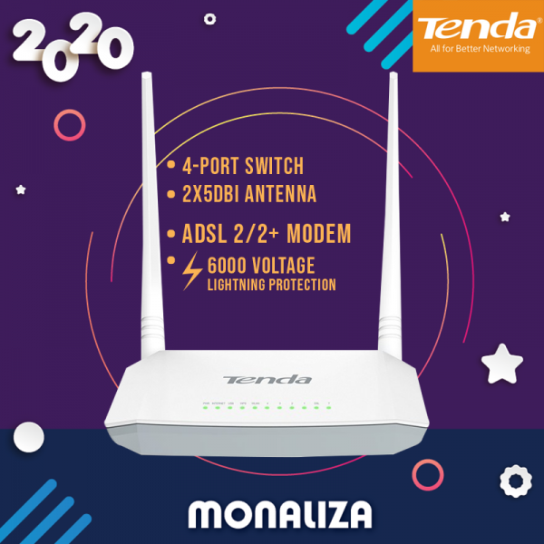 TENDA D301 Wireless N300 ADSL 2+ Modem Router