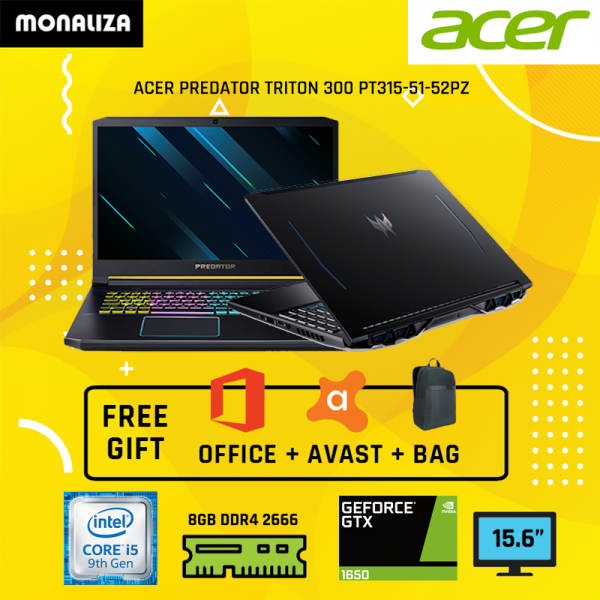 Acer Laptop Predator Triton 300 PT315-51-52PZ Abyssal Black (Intel CoreTM i5-9300H processor/ NVIDIA GeForce GTX 1650)
