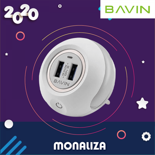 Bavin Dual Usb Port Charger With Led Touch Lamp