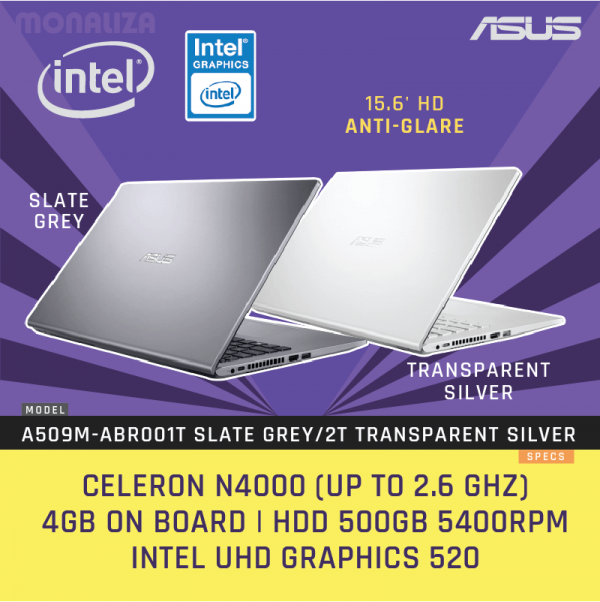 Notebook ASUS A509M-ABR001T/002T (Transparent Silver/Slate Grey)