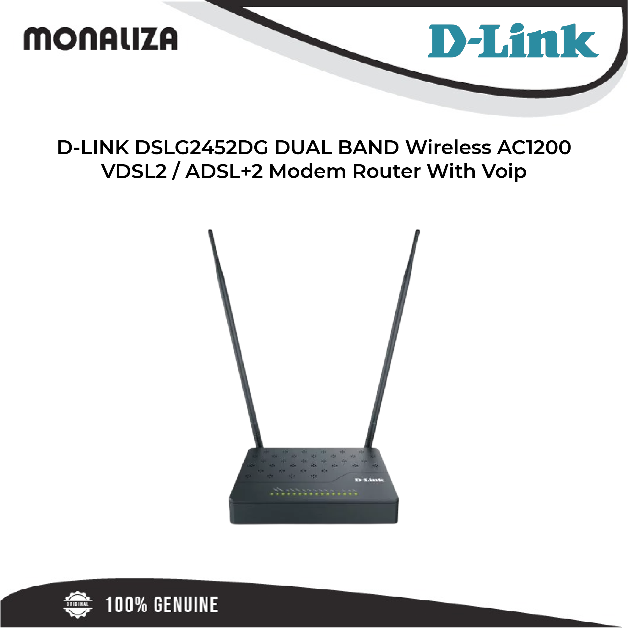 D-LINK DSLG2452DG DUAL BAND Wireless AC1200 VDSL2 / ADSL+2 Modem Router With Voip