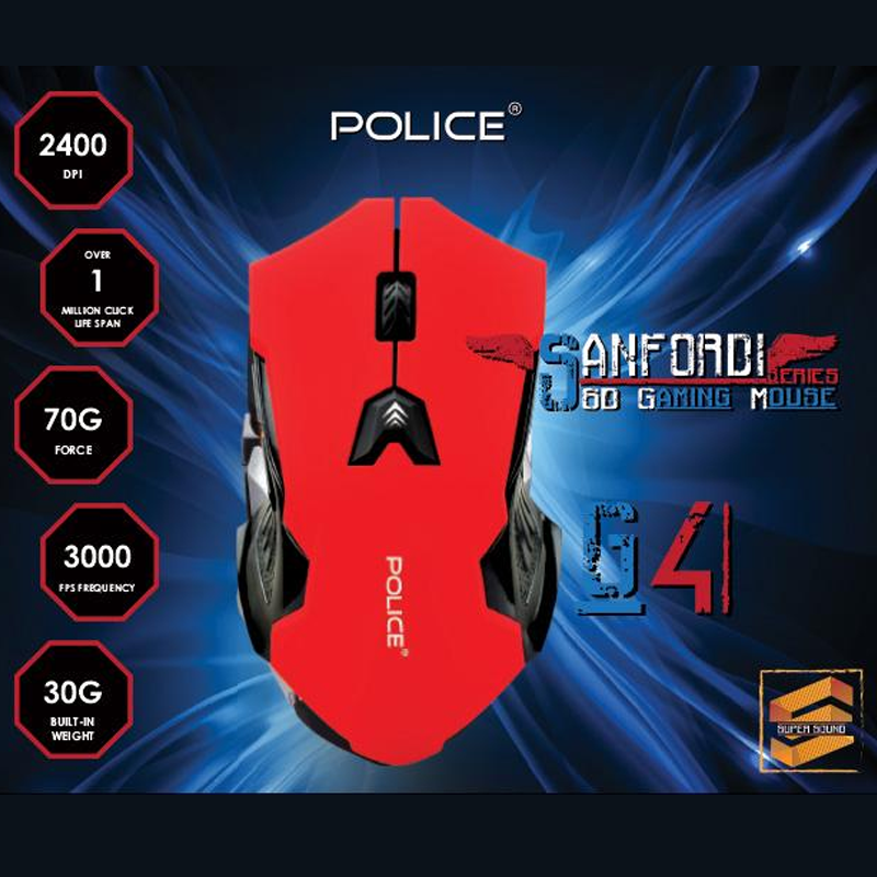 POLICE G4 SANFORDI Gaming Mouse - Red - Monaliza