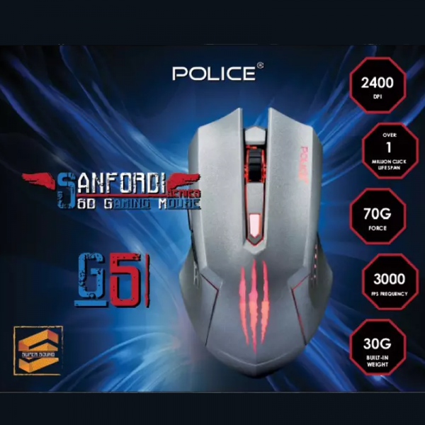 Police Gaming Mouse G5 Sanfordi Grey - Image 2