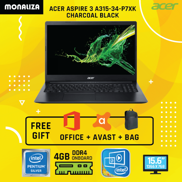 Acer Laptop As 3 A315-34-P7XK Charcoal Black (Intel Pentium Silver N5030 Processor/ Intel UHD Graphics 605)