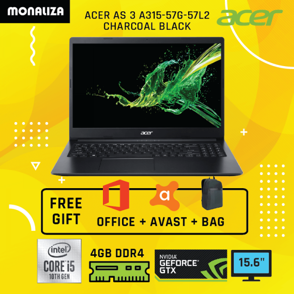 Acer Laptop AS 3 A315-57G-57L2 Charcoal Black (Intel Core i5-1035G1 Processor/ NVIDIA GeForce MX330)