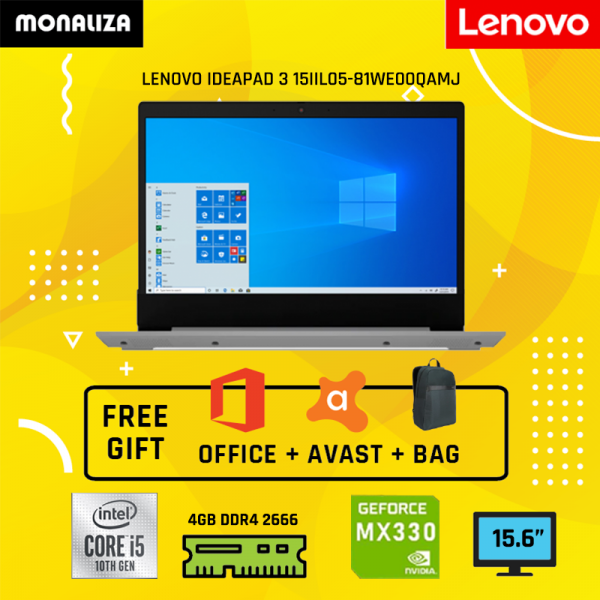 Laptop Lenovo Ideapad 3 15IIL05-81WE00QAMJ Platinum Grey (Intel Core i5-1035G1/NVIDIA GeForce MX330)