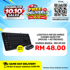 [ PROMOSI 10.10 ] Logitech MK120 Wired Combo (Mouse + Keyboard) [Combo]
