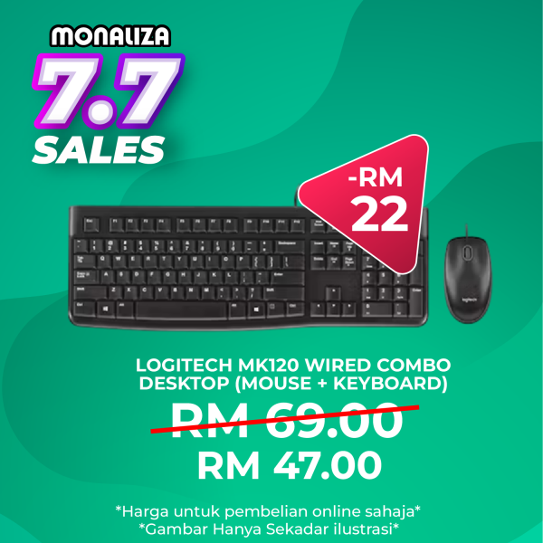 Logitech MK120 Wired Combo (Mouse + Keyboard) [Combo]