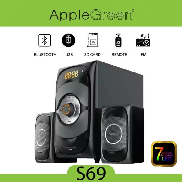 Apple Green Bluetooth Multimedia Speaker System S69 2.1CH - Image 2
