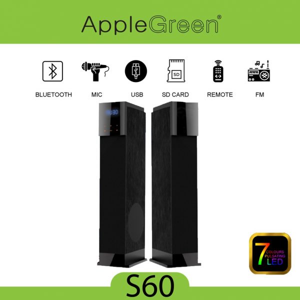 Apple Green Multimedia Tower Speaker S60 2.1CH - Image 2