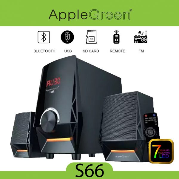 Apple Green Multimedia Speaker System S66 2.1 CH - Image 4