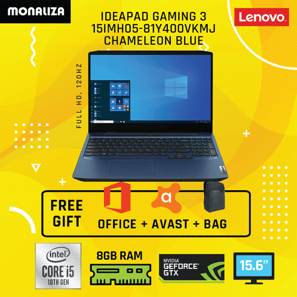 Lenovo Laptop Ideapad Gaming 3 15IMH05-81Y400VKMJ Chameleon Blue (Intel Core I5-10300H/Nvidia GTX1650Ti 4GB)