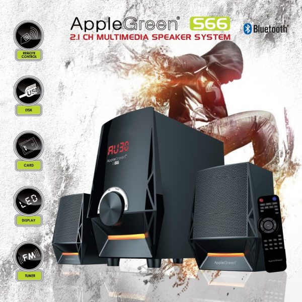 Apple Green Multimedia Speaker System S66 2.1 CH - Image 3
