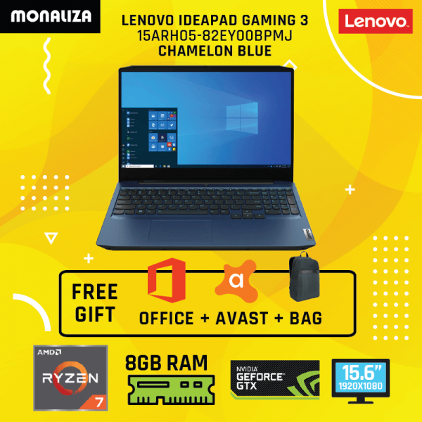 Lenovo Laptop Ideapad Gaming 3 15ARH05-82EY00BPMJ Chamelon Blue (AMD Ryzen 7 4800H/NVIDIA GeForce GTX 1650 Ti 4GB GDDR6)