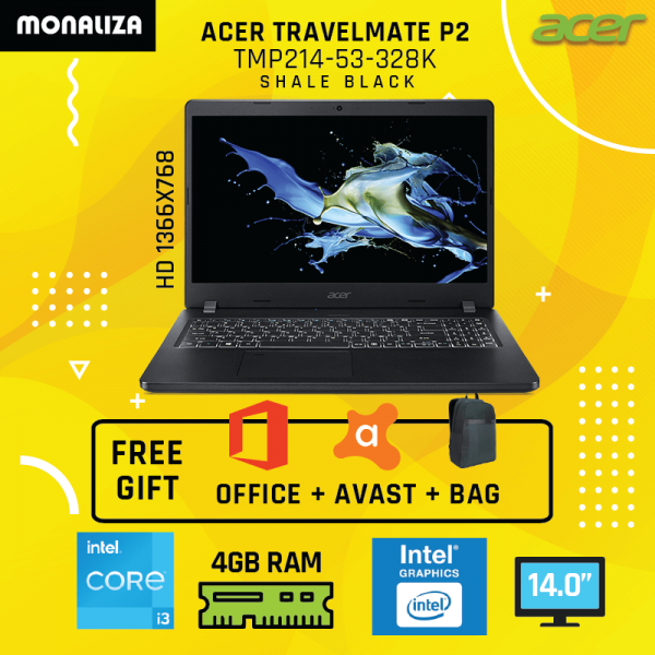 Acer Laptop Travelmate P2 TMP214-53-328K Shale Black (Intel® Core™ i3-1115G4/Intel® UHD Graphics)