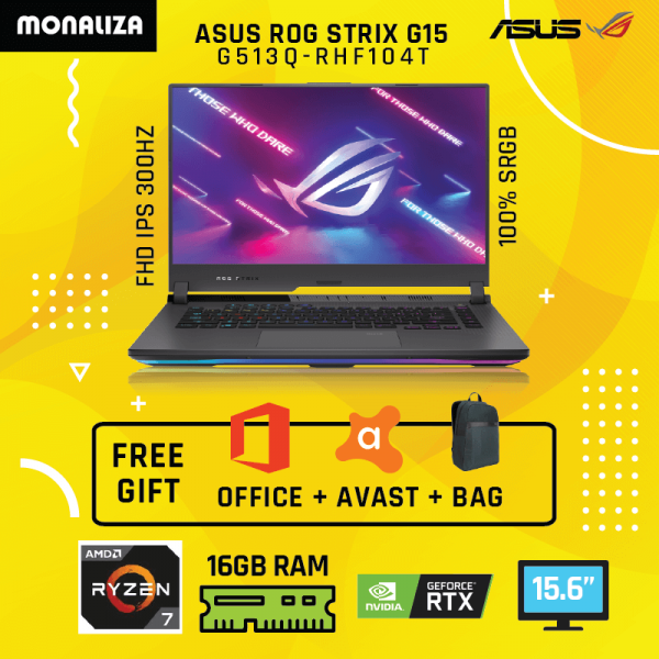 Asus Laptop ROG Strix G15 G513Q-RHF104T (AMD Ryzen 7 5800H Processor/NVIDIA GeForce RTX 3070 8GB GDDR6)