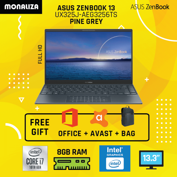 Asus Laptop ZenBook 13 UX325J-AEG3256TS Pine Grey (Intel® Core™ i7-1065G7 Processor/Intel UHD Graphics 620)