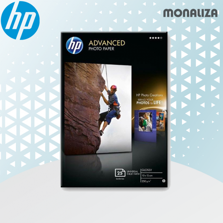 Hp Glossy Photo Paper Advanced 25 Sheets 4r Monaliza 4408