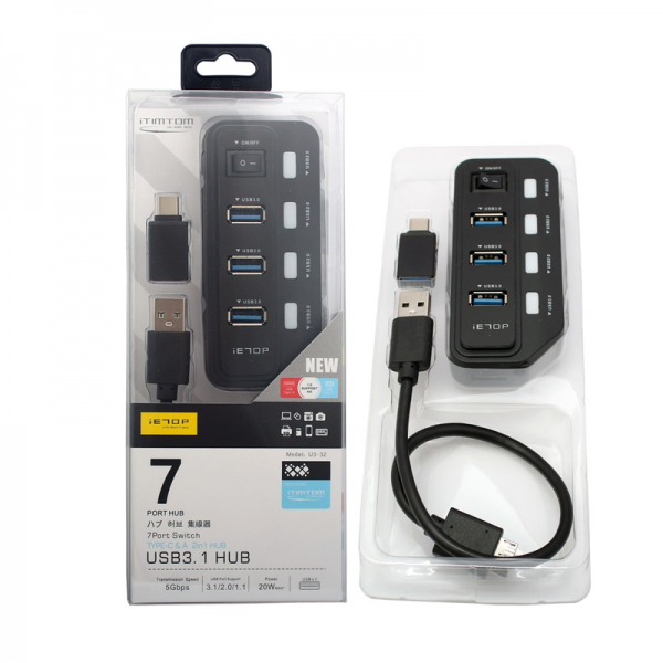 Ietop USB Hub Type C & Type A - 7 Ports - Image 2