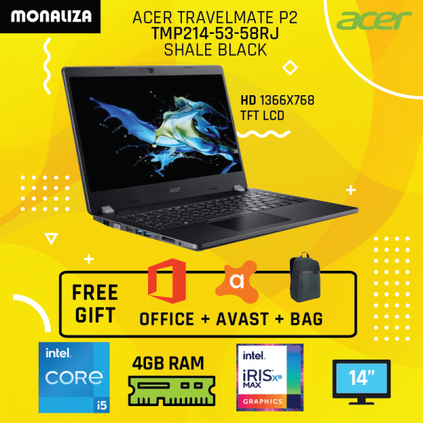 Acer Laptop Travelmate P2 TMP214-53-58RJ Shale Black (Intel® Core™ i5-1135G7/Intel® Iris® Xe Graphics)