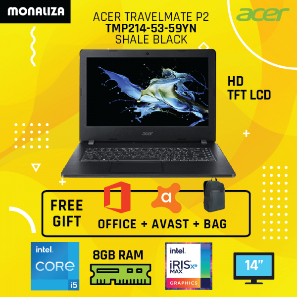Acer Laptop Travelmate P2 TMP214-53-59YN Shale Black (Intel® Core™ i5-1135G7/Intel® Iris® Xe Graphics.)