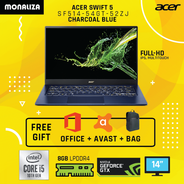 Acer Laptop Swift 5 SF514-54GT-52ZJ Charcoal Blue (Intel® CoreTM i5-1035G1 processor/NVIDIA® GeForce® MX350)