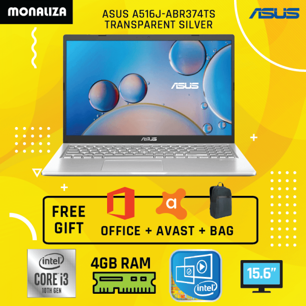 Asus Laptop A516J-ABR374TS Transparent Silver (Intel Core i3-1005G1 Processor/Intel UHD Graphics 620)