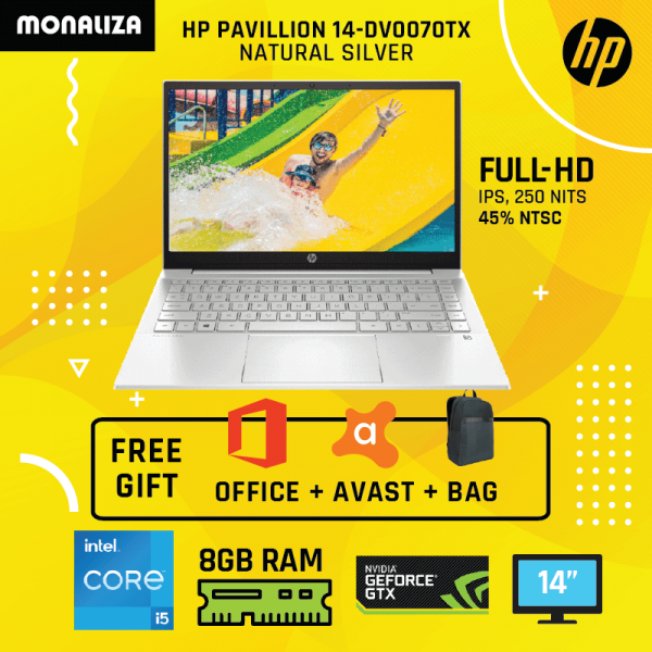 HP Laptop Pavillion 14-DV0070TX Natural Silver (Intel Core i5-1135G7/NVIDIA GeForce MX450 2GB GDDR5)