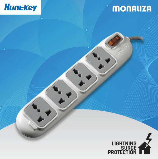 Huntkey Power Extension Power Strip 4 Ports With Lightning Surge Protection - 1.8 Meter