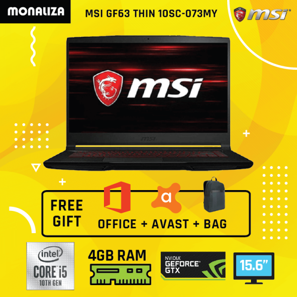 MSI GF63 Thin 10SC-073MY (Intel® Core™ i5-10200H Processor/256GB NVMe PCIe SSD)