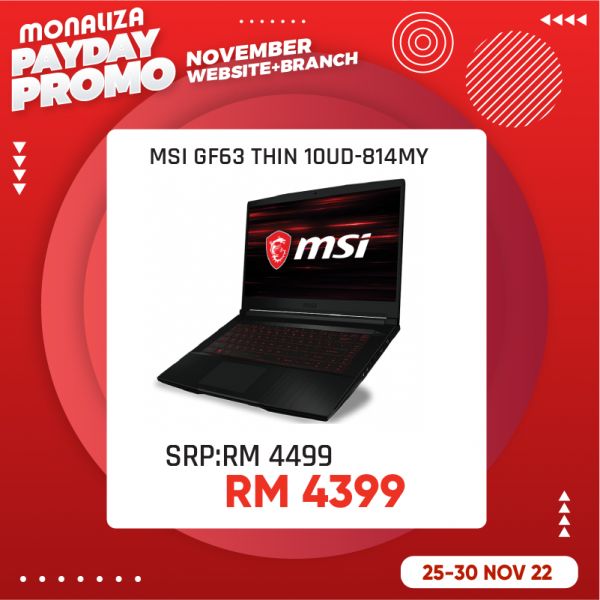 MSI Notebook GF63 THIN 10UD-814MY