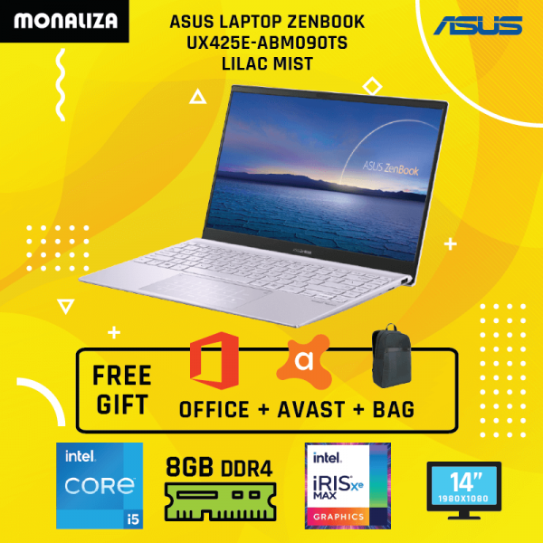 Asus Laptop Zenbook UX425E-ABM090TS Lilac Mist (Intel® Core™ i5-1135G7 Processor/Intel Iris Xᵉ Graphics)