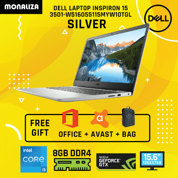 Dell Laptop Inspiron 15 3501-W516055115MYW10TGL Silver (Intel Core i5-1135G7 Processor/8GB RAM/256GB SSD/NVIDIA GeForce MX330)
