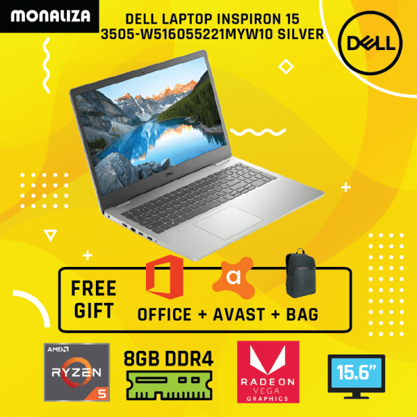 Dell Laptop Inspiron 15 3505-W516055221MYW10 Silver (AMD Ryzen 5 3500U/AMD Radeon Vega 8 Graphics)