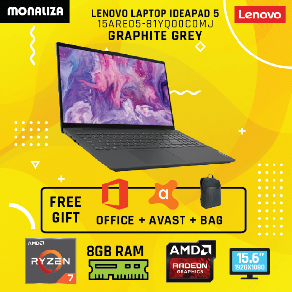 Lenovo Laptop Ideapad 5 15ARE05-81YQ00C0MJ Graphite Grey (AMD Ryzen 7 4700U/Integrated AMD Radeon Graphics)