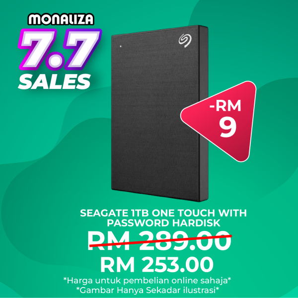 Seagate External Hardisk One Touch With Password - Black/Silver/Blue/Red/Grey (1TB/2TB/4TB/5TB)