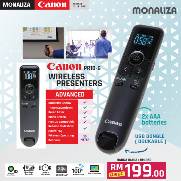 Canon Green Laser Wireless Presenter PR10-G Professional