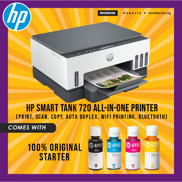 HP Smart Tank 720 All-in-One Printer (Print, Scan, Copy, Auto Duplex, WiFi Printing, Bluetooth)
