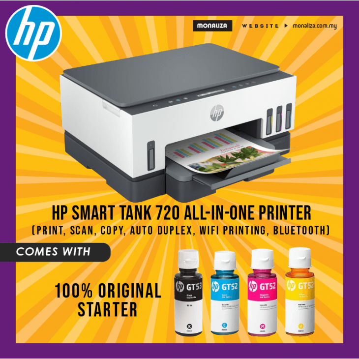 Hp Smart Tank 720 All In One Printer Print Scan Copy Auto Duplex Wifi Printing Bluetooth 5811