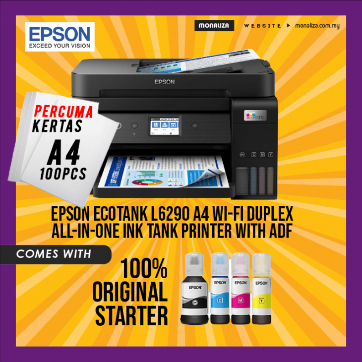 Epson Ecotank L6290 A4 Wi Fi Duplex All In One Ink Tank Printer With Adf Monaliza 0576