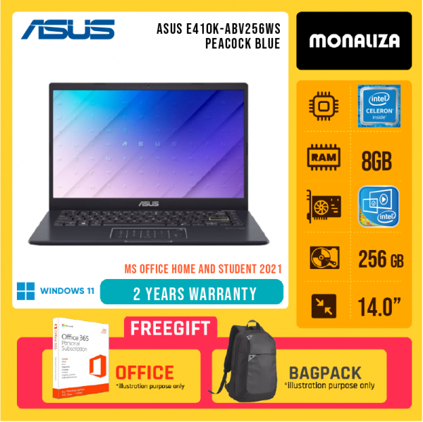 Asus E410K-ABV256WS Peacock Blue