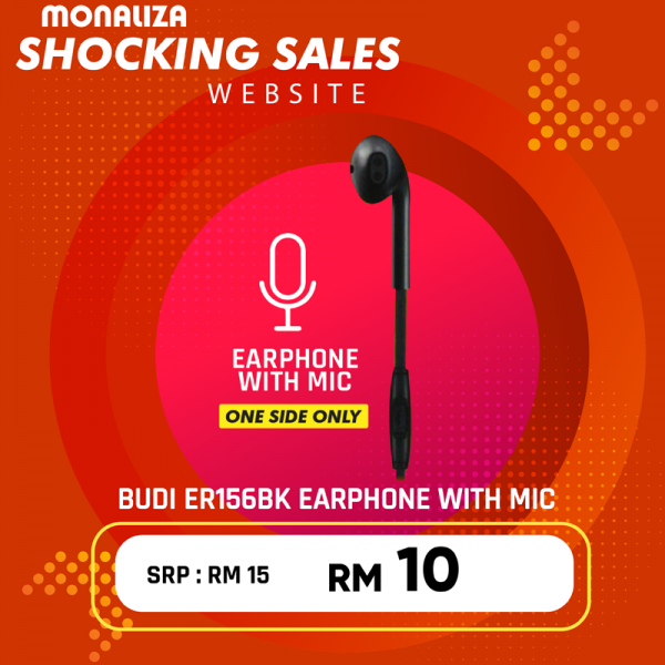 Budi Earphone With Microphone ER156BK