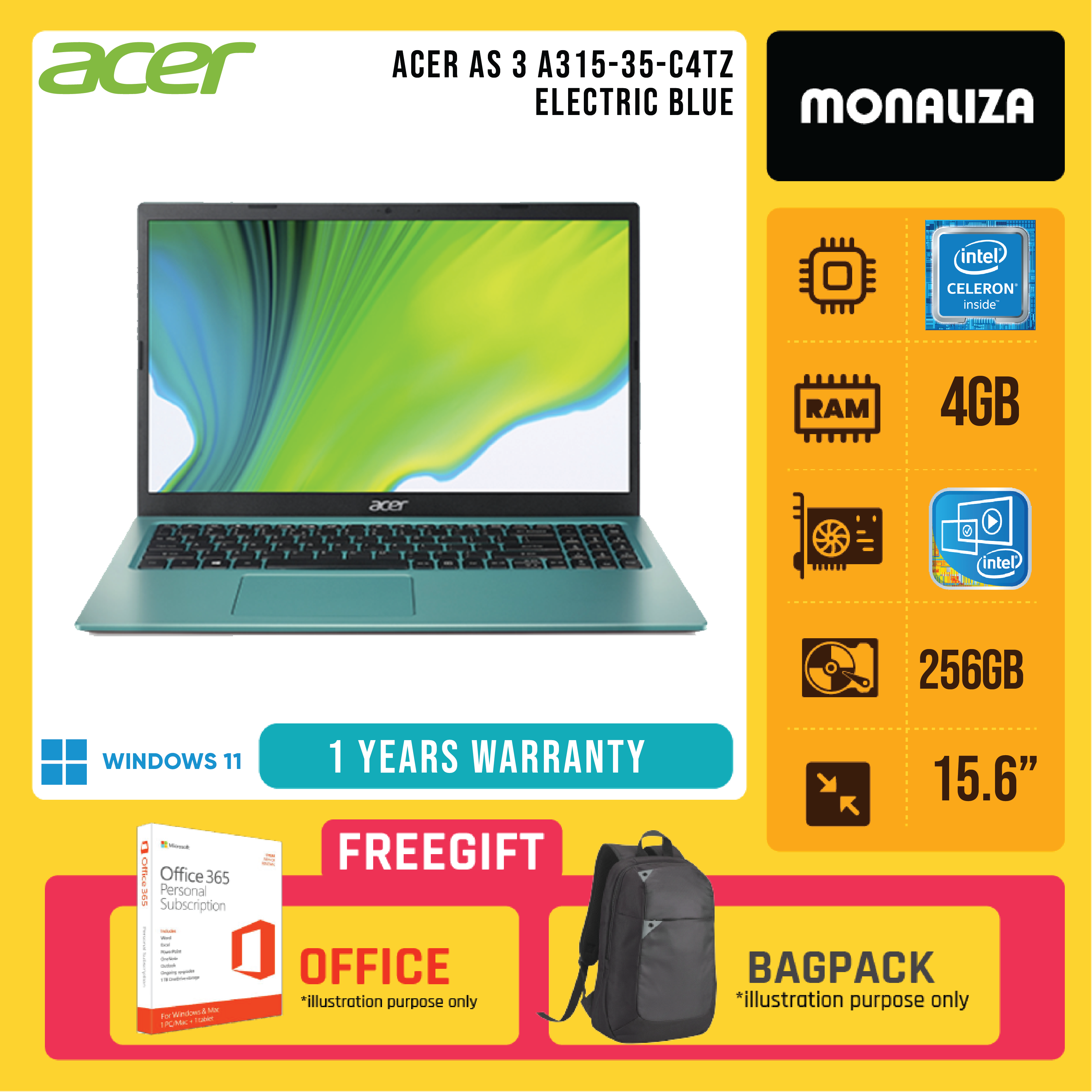 Acer Notebook AS 3 A315-35-C4TZ Electric Blue