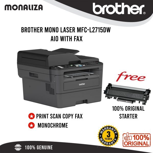 Brother Mono Laser MFC-L2715DW AIO With FAX