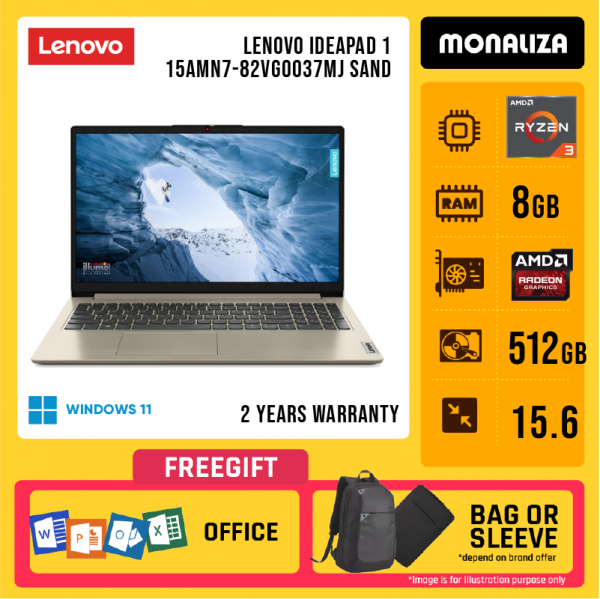 Lenovo IdeaPad 1 15AMN7-82VG0037MJ 15.6" FHD Laptop Sand ( Ryzen 3 7320U, 8GB, 512GB SSD, W11, HS )